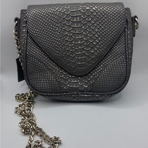 Croc Gator Leather Chain Flap Bag Danier Coco Taupe Brand New